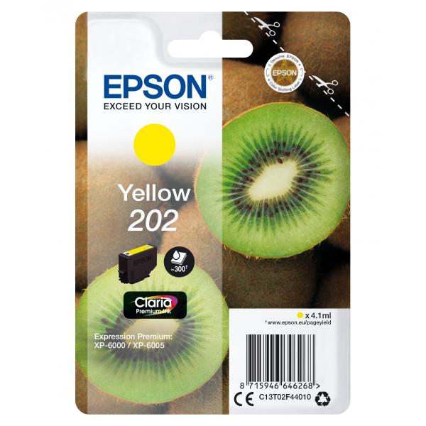 Epson Kiwi Singlepack Yellow 202 Claria Premium Ink (EPSON 202 YELLOW CLARIA INK CARTRIDGE 300 PAGES)EpsonC13T02F44010