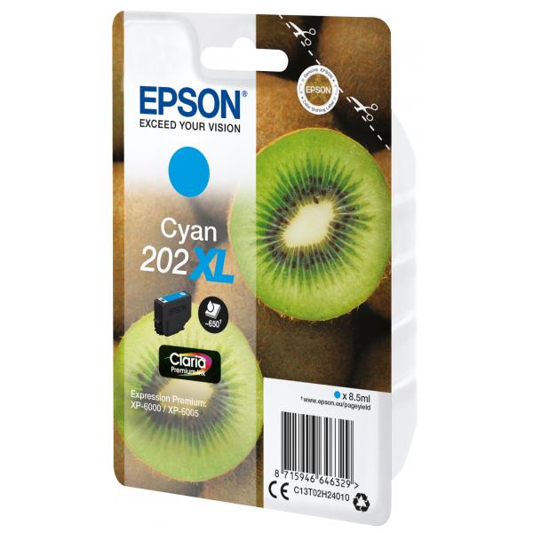 Epson Kiwi Singlepack Cyan 202XL Claria Premium Ink (EPSON 202XL CYAN HIGH CAPACITY INK CARTRIDGE KIWI)EpsonC13T02H24010