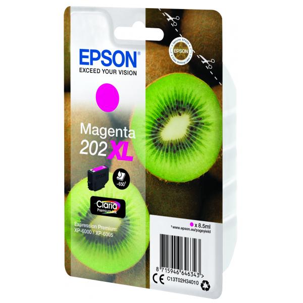Epson Kiwi Singlepack Magenta 202XL Claria Premium Ink (EPSON 202XL MAGENTA HIGH CAPACITY INK CARTRIDGE KIWI)EpsonC13T02H34010
