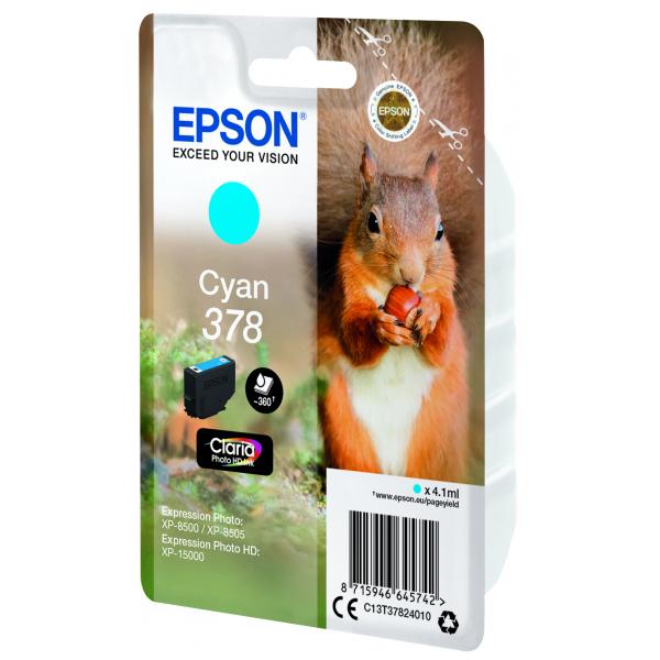 Epson Squirrel Singlepack Cyan 378 Claria Photo HD Ink (Epson 378 Cyan HD Inkjet Cartr 378 SERIES SQUIRREL)EpsonC13T37824010