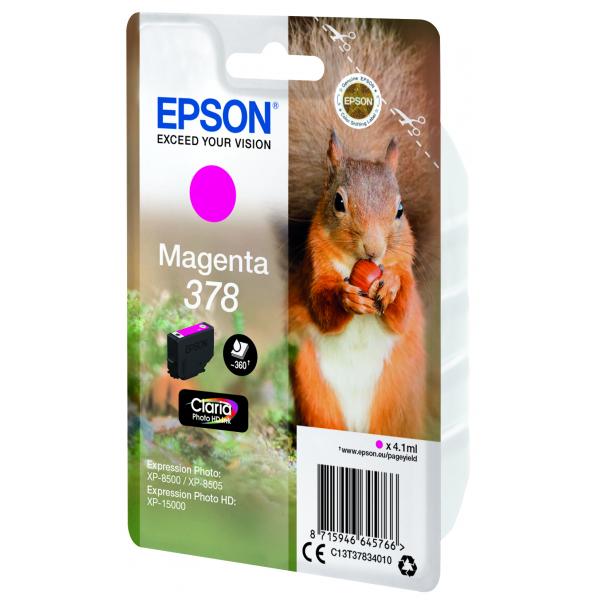 Epson Squirrel Singlepack Magenta 378 Claria Photo HD Ink (EPSON 378 MAGENTA INK 378 SERIES SQUIRREL)EpsonC13T37834010