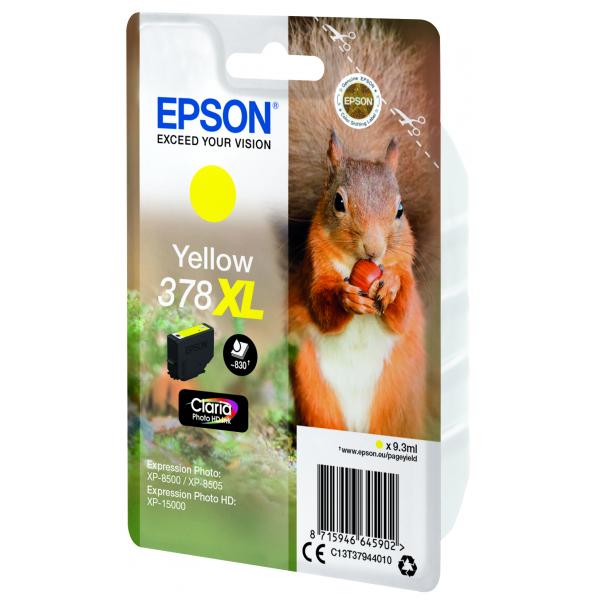 Epson Squirrel Singlepack Yellow 378XL Claria Photo HD Ink (EPSON 378XL YELLOW PHOTO HD INK CARTRIDGE SQUIRREL)EpsonC13T37944010