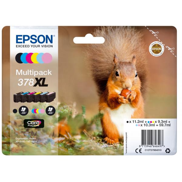 Epson Squirrel Multipack 6-colours 378XL Claria Photo HD Ink (Epson 378XL Photo HD Inkjet Ca PACK SQUIRREL)EpsonC13T37984010
