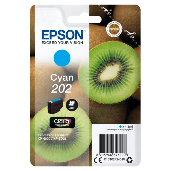 Epson Kiwi Singlepack Cyan 202 Claria Premium Ink (EPSON 202 CYAN INK 202 SERIES KIWI)EpsonC13T02F24010