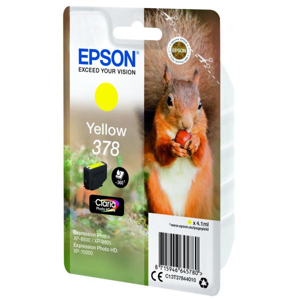 Epson Squirrel Singlepack Yellow 378 Claria Photo HD Ink (378 Yellow Ink)EpsonC13T37844010