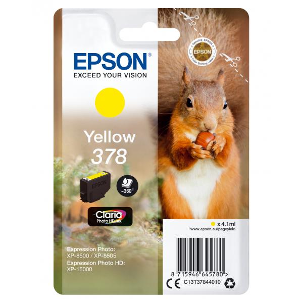 Epson Squirrel Singlepack Yellow 378 Claria Photo HD Ink (EPSON 378 YELLOW INK 378 SERIES SQUIRREL)EpsonC13T37844010