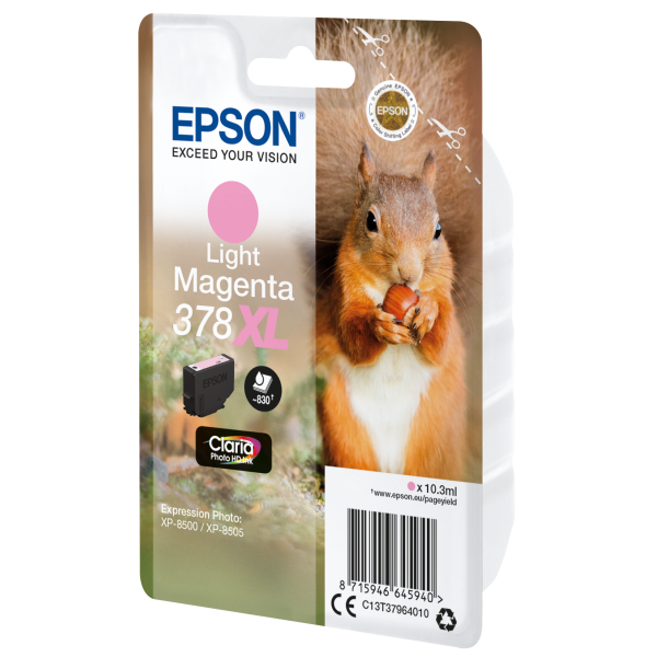 Epson Squirrel Singlepack Light Magenta 378XL Claria Photo HD Ink (Epson 378XL - XL - lys magenta - origi)EpsonC13T37964020