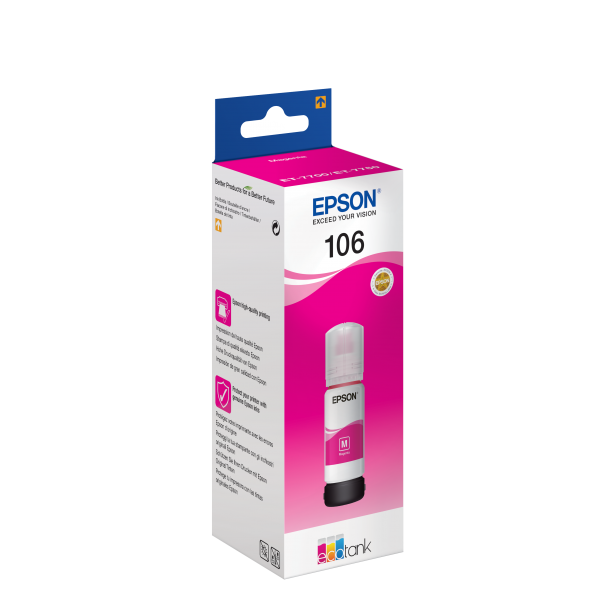 Epson 106 EcoTank Magenta ink bottle (EPSON 106 MAGENTA ECOTANK INK BOTTLE)EpsonC13T00R340