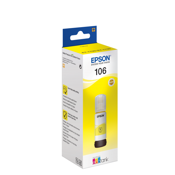 Epson 106 EcoTank Yellow ink bottle (EPSON 106 YELLOW INK CARTRIDGE 5000 PAGES 70ML)EpsonC13T00R440