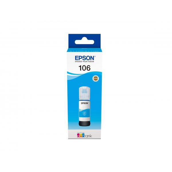 Epson 106 EcoTank Cyan ink bottle (EPSON 106 CYAN INK CARTRIDGE ECOTANK 5000 PAGES 70ML)EpsonC13T00R240