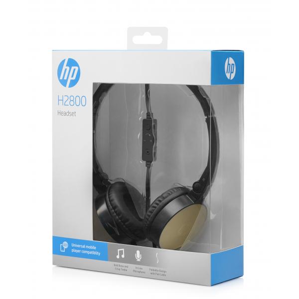 HP Stereo Headset H2800 [Black e Silk Gold] (Stereo Headset H2800 - H2800, Headset, Head-band, - Black,Gold, Binaural, Rotary, Wired - Warranty: 12M)Hp01916280347032AP94AA#ABB