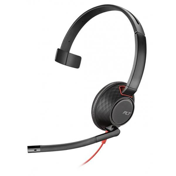 POLY Blackwire 5210 Auricolare Cablato A Padiglione Musica e Chiamate USB tipo-C Nero, Rosso (Blackwire 5210 - 5200 Series - **New Retail** - Warranty: 12M)Hp Poly0017229158726207587-01