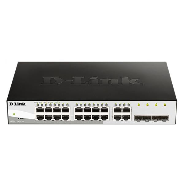 D-Link DGS-1210-16 switch di rete Gestito L2 Gigabit Ethernet [10/100/1000] 1U Nero (D-Link Web Smart DGS-1210-16 - Switch - gestito - 16 x 10/100/1000 + 4 x SFP condiviso - desktop)D-linkDGS-1210-16