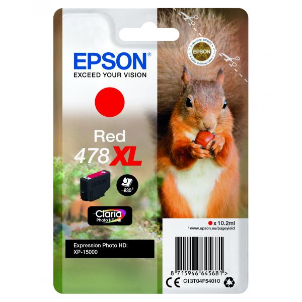 Epson Squirrel Singlepack Red 478XL Claria Photo HD Ink (EPSON 478XL RED INK SQUIRREL)EpsonC13T04F54010