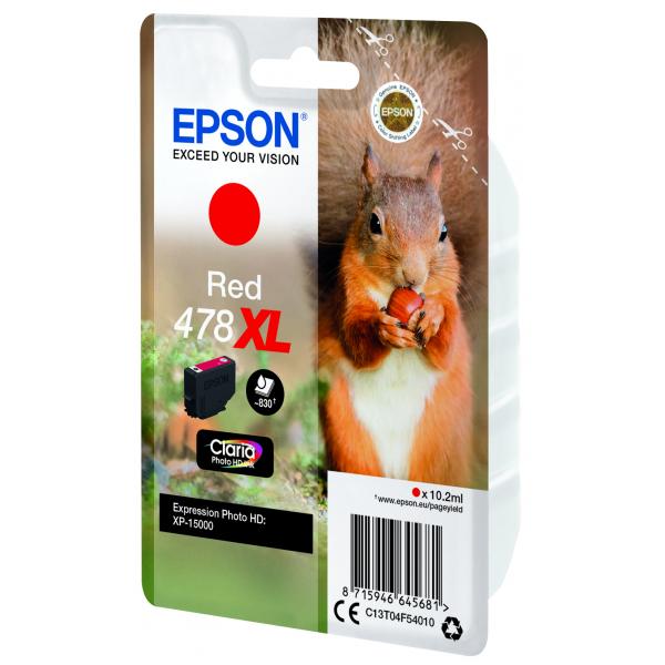 Epson Squirrel Singlepack Red 478XL Claria Photo HD Ink (EPSON 478XL RED INK SQUIRREL)EpsonC13T04F54010