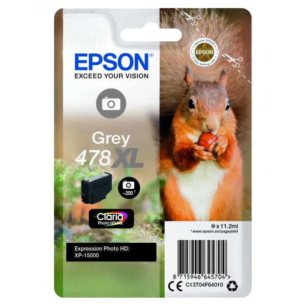 Epson Squirrel Singlepack Grey 478XL Claria Photo HD Ink (EPSON 478XL GREY INK SQUIRREL)Epson8715946645704C13T04F64010