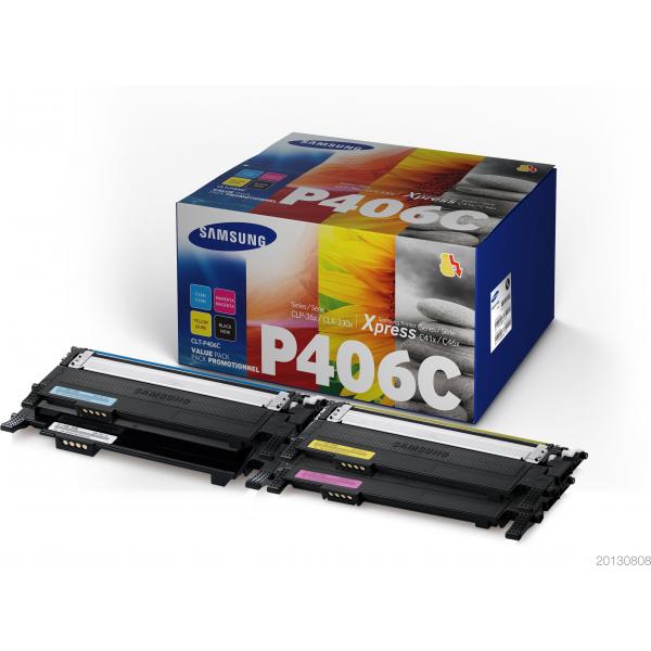Samsung Confezione da 4 cartucce toner originali HP CLT-P406C [ciano/magenta/giallo/nero] (SAMSUNG CLP360 RAINBOW PACK TONER)HpSU375A