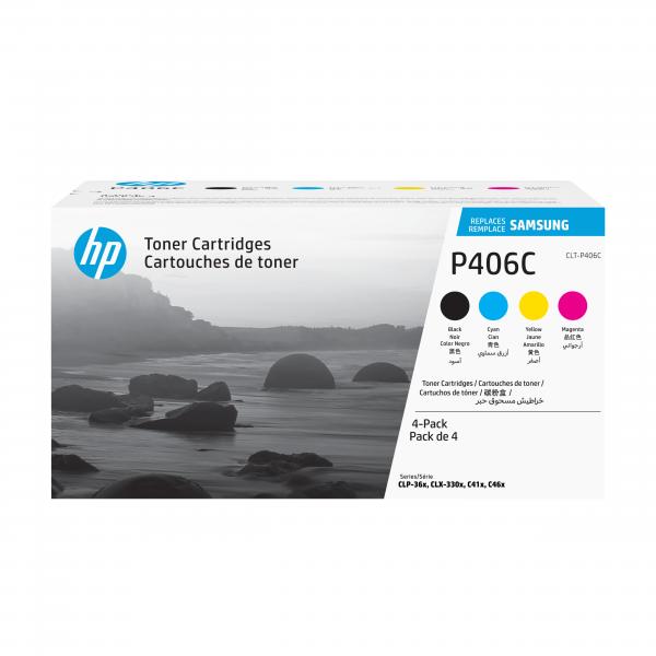 Samsung Confezione da 4 cartucce toner originali HP CLT-P406C [ciano/magenta/giallo/nero] (SAMSUNG CLP360 RAINBOW PACK TONER)HpSU375A