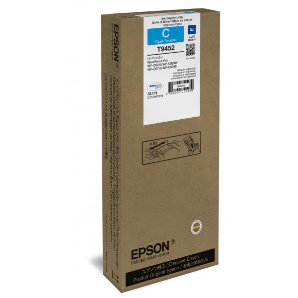 Epson WF-C5xxx Series Ink Cartridge XL Cyan (Epson Ink Cartridges, DURABrite Ultra, T9452, Singlepack, 1 x 38.1 ml Cyan, XL)EpsonC13T945240