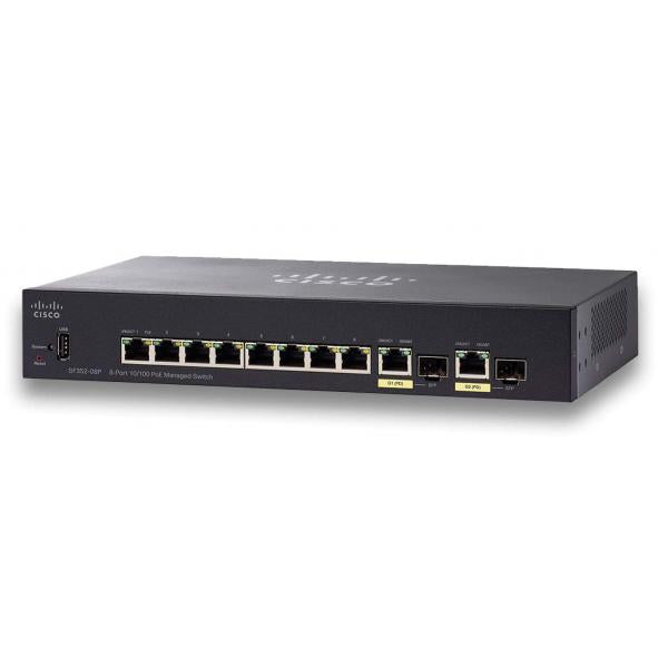 Cisco Small Business SF352-08P Gestito L2/L3 Fast Ethernet [10/100] Supporto Power over Ethernet [PoE] 1U Nero (CISCO SF352-08P 8-PORT - 10/100 POE MANAGED SWITCH)CiscoSF352-08P-K9-EU