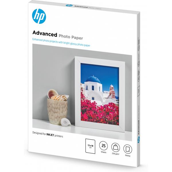 HP Carta fotografica Advanced, lucida, 250 g/m2, 13 x 18 [127 x 178 mm], 25 fogli (ADVANCED GLOSSY PHOTO PAPER - 25SHT 13X18CM 250G/QM)HpQ8696A