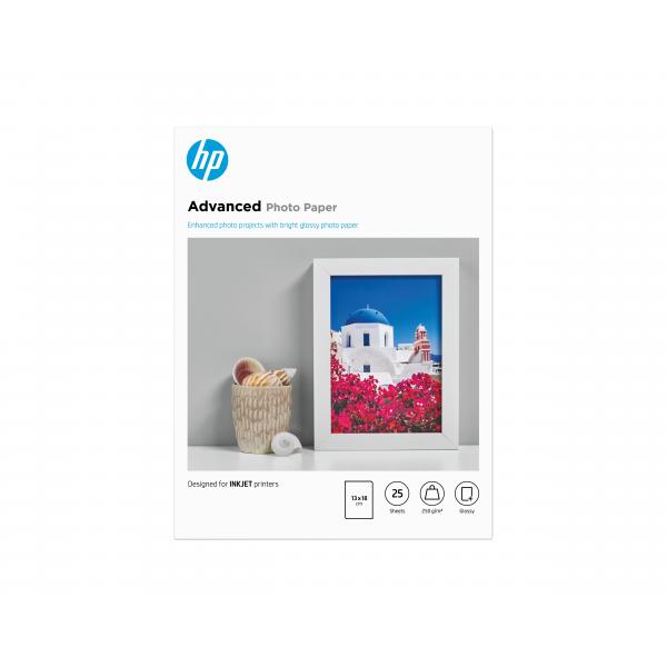 HP Carta fotografica Advanced, lucida, 250 g/m2, 13 x 18 [127 x 178 mm], 25 fogli (ADVANCED GLOSSY PHOTO PAPER - 25SHT 13X18CM 250G/QM)HpQ8696A