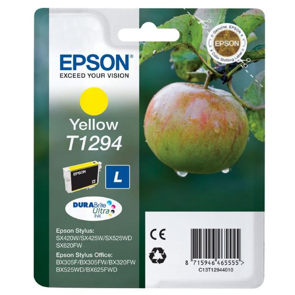 Epson Apple Cartuccia di inchiostro Yellow T1294 DURABrite Ultra Ink (OEM Epson T1294 High Capacity Yellow Ink Cartridge 515 pages 7ml C13T12944010 C13T12944012)EpsonC13T12944010
