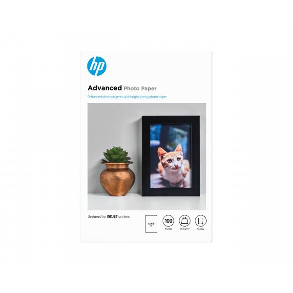 HP Confezione da 100 fogli di carta fotografica Advanced, lucida, 250 g/m2, 10 x 15 cm [101 x 152 mm] (HP ADV GLOSSY PHOTO PAPER 250G - 10X15 BORDERLESS 100SH)HpQ8692A