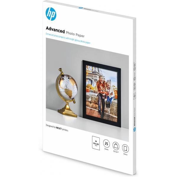 HP Carta fotografica Advanced, lucida, 250 g/m2, A4 [210 x 297 mm], 25 fogli (HP ADV GLOSSY PHOTO PAPER 250G - A4 210X297MM 25SH)HpQ5456A