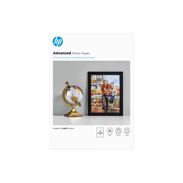 HP Carta fotografica Advanced, lucida, 250 g/m2, A4 [210 x 297 mm], 25 fogli (HP ADV GLOSSY PHOTO PAPER 250G - A4 210X297MM 25SH)HpQ5456A