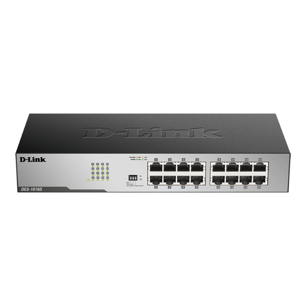 D-Link 16-Port 10/100/1000 Rackmountable Switch Non gestito Gigabit Ethernet [10/100/1000] (16PORT 10/100/1000 GIBABIT - COPPER DESKTOP SWITCH)D-linkDGS-1016D/B