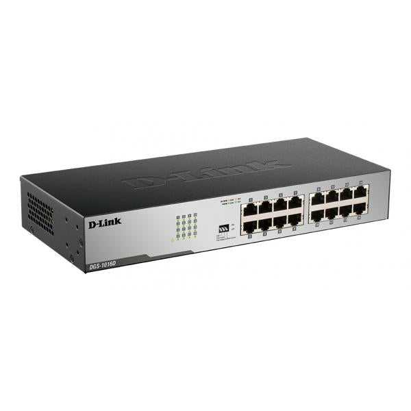 D-Link 16-Port 10/100/1000 Rackmountable Switch Non gestito Gigabit Ethernet [10/100/1000] (16PORT 10/100/1000 GIBABIT - COPPER DESKTOP SWITCH)D-linkDGS-1016D/B