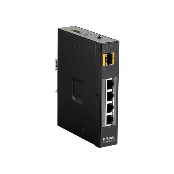 D-Link DIS100G5PSW Non gestito L2 Gigabit Ethernet [10/100/1000] Supporto Power over Ethernet [PoE] Nero (5-P.Unmgd.GB PoE Ind.Switch,5-Port Unmanaged Layer2 Gigabit PoE Industrial Switch, 4x 100/1000Mbit/s TP [RJ-45] PoE Port, 1x SFP Port, Automatis...