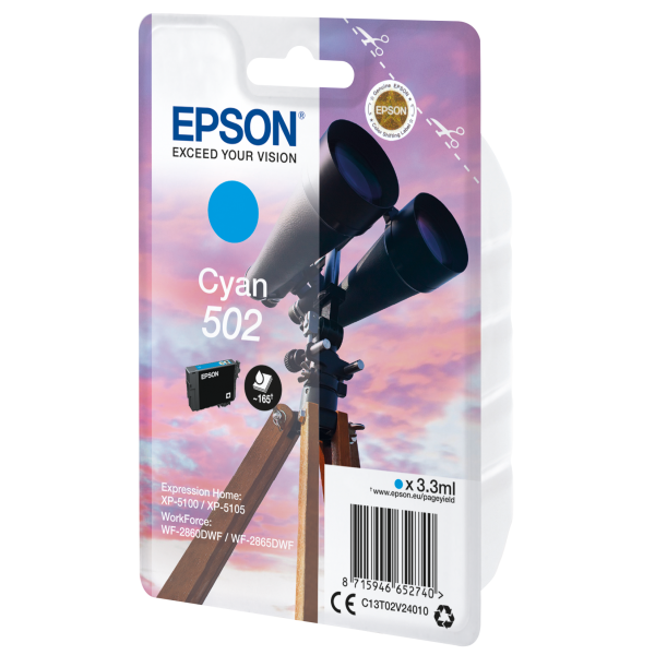 Epson Singlepack Cyan 502 Ink (EPSON 502 CYAN INK BINOCULARS)EpsonC13T02V24010