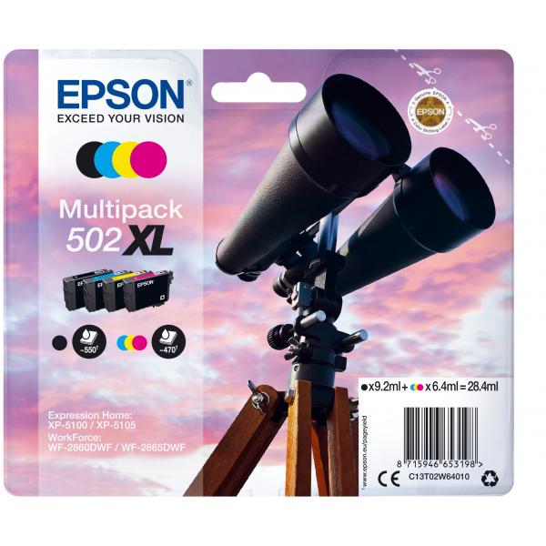 Epson Multipack 4-colours 502XL Ink (BINOCULARS MULTIPACK 4-COLOURS - 502XL BLACK 9.2ML - CMY 6.4ML)EpsonC13T02W64010