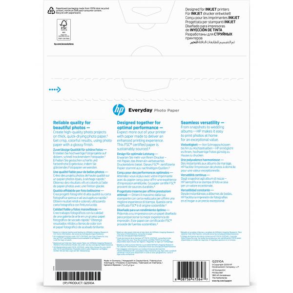 HP Everyday Glossy Photo Paper-100 sht/A4/210 x 297 mm [Q2510A]HpQ2510A