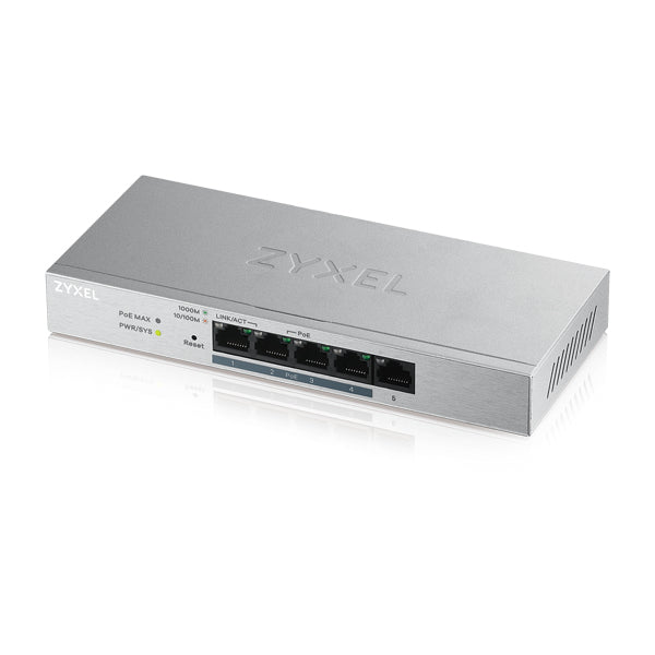Zyxel GS1200-5HP v2 Gestito Gigabit Ethernet [10/100/1000] Supporto Power over Ethernet [PoE] Grigio (Zyxel GS1200-5HP v2 - Switch - gestito - 1 x 10/100/1000 + 4 x 10/100/1000 [PoE+] - desktop - PoE+ [60 W])ZyxelGS1200-5HPV2-EU0101F