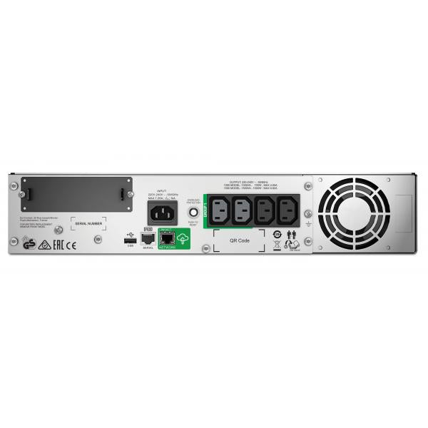 APC SMT1500RMI2UC gruppo di continuità [UPS] A linea interattiva 1,5 kVA 1000 W 4 presa[e] AC (APC Smart-UPS 1500VA LCD RM - UPS [rack-mountable] - AC 220/230/240 V - 1000 Watt - 1500 VA - RS-232, USB - output connectors: 4 - 2U - black - with APC Sm...
