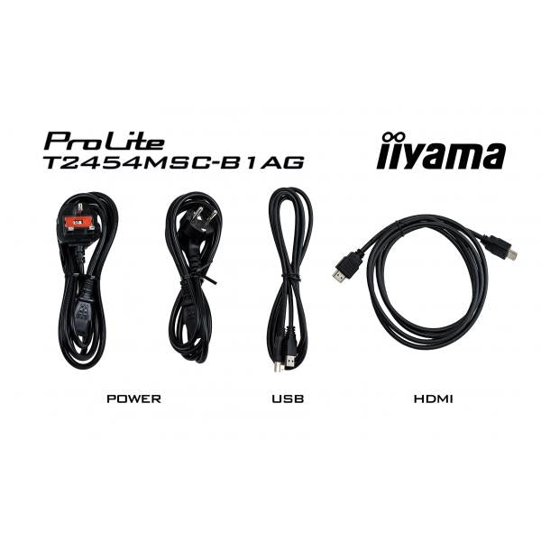 Iiyama ProLite T2454MSC-B1AG Monitor PC 60,5 cm [23.8] 1920 x 1080 Pixel Full HD LED Touch screen Multi utente Nero (T2454MSC-B1AG 60.5CM 24IN IPS - 1920X1080 250CD 10TP PCAP)Iiyama4948570116416T2454MSC-B1AG