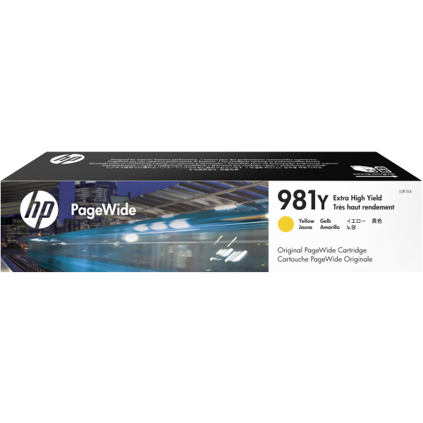 HP Cartuccia giallo originale ad altissima capacità PageWide 981Y (Ink/981Y Extra HY Yellow - 981Y, Original, Pigment-based - ink, Yellow, HP, HP PageWide Enterprise Color 556/586, Inkjet printing - Warranty: 12M)HpL0R15A