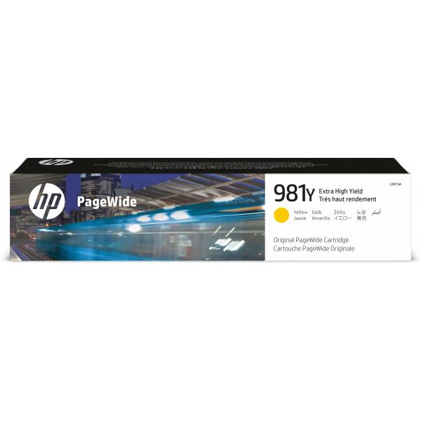 HP Cartuccia giallo originale ad altissima capacità PageWide 981Y (Ink/981Y Extra HY Yellow - 981Y, Original, Pigment-based - ink, Yellow, HP, HP PageWide Enterprise Color 556/586, Inkjet printing - Warranty: 12M)HpL0R15A
