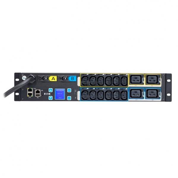 Eaton EMIH06 unità di distribuzione dell'energia [PDU] 16 presa[e] AC 2U Nero (Eaton ePDU G3 Metered Input - Power distribution unit [rack-mountable] - AC 230 V - 3-phase - Ethernet 10/100, RS-232 - input: IEC 60309 32A - output connectors: 16 [power...