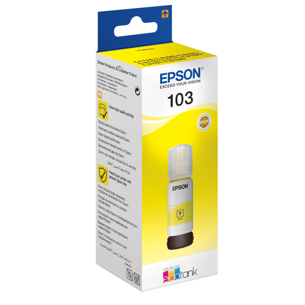 Epson 103 cartuccia d'inchiostro 1 pz Originale Giallo (Epson Ink Cartridges, 103, 101 4 colour ink bottles, Ink Bottle, 1 x 70.0 ml Yellow)EpsonC13T00S44A