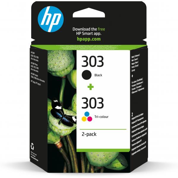 HP Confezione da 2 cartucce di inchiostro nero/in tricromia originali 303 (HP 303 - 2-pack - pigmented black, colour [cyan, magenta, yellow] - original - ink cartridge - for ENVY Photo 62XX, Photo 71XX, Photo 78XX, ENVY Inspire 72XX, 79XX)Hp3YM92AE