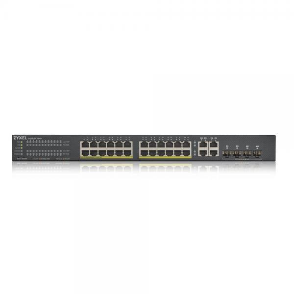 Zyxel GS1920-24HPV2 Gestito Gigabit Ethernet [10/100/1000] Supporto Power over Ethernet [PoE] Nero (Zyxel GS1920-24HPv2 - Switch - intelligente - 24 x 10/100/1000 [PoE+] + 4 x combo Gigabit SFP + 4 x 10/100/1000 - montabile su rack - PoE+ [375 W])Zyx...