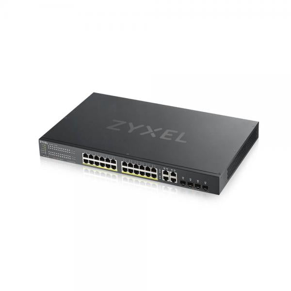 Zyxel GS1920-24HPV2 Gestito Gigabit Ethernet [10/100/1000] Supporto Power over Ethernet [PoE] Nero (Zyxel GS1920-24HPv2 - Switch - intelligente - 24 x 10/100/1000 [PoE+] + 4 x combo Gigabit SFP + 4 x 10/100/1000 - montabile su rack - PoE+ [375 W])Zyx...