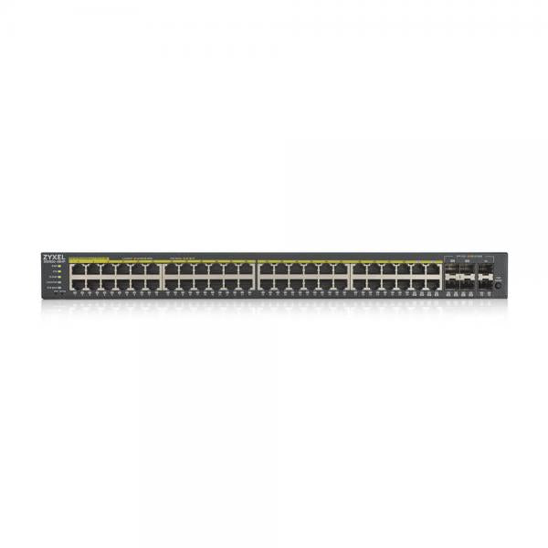 Zyxel GS1920-48HPV2 Gestito Gigabit Ethernet [10/100/1000] Supporto Power over Ethernet [PoE] Nero (Zyxel GS1920-48HPv2 - Switch - intelligente - 48 x 10/100/1000 [PoE+] + 4 x combo Gigabit SFP + 2 x Gigabit SFP - montabile su rack - PoE+ [375 W])Zyx...