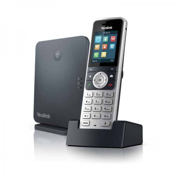 Yealink W53P stazione base DECT Nero, Argento (DECT Cordless Handset+Base - W53P, 300 m, - AMR-WB,G.722,G.726,G.729,OPUS,iLBC, Black,Silver, 150 x 48.4 x 25 mm - Warranty: 24M)YealinkW53P