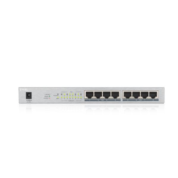 Zyxel GS1008HP Non gestito Gigabit Ethernet [10/100/1000] Supporto Power over Ethernet [PoE] Argento (Zyxel GS1008HP - Switch - 8 x 10/100/1000 [PoE+] - desktop, wall-mountable - PoE+ [60 W])Zyxel4718937604142GS1008HP-GB0101F
