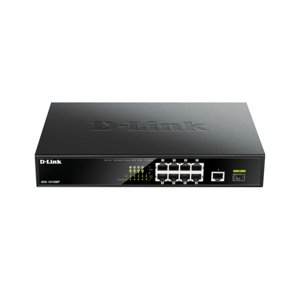 D-Link DGS-1010MP switch di rete Non gestito Gigabit Ethernet [10/100/1000] Supporto Power over Ethernet [PoE] 1U Nero (10-PORT GIGABIT POE - UNMANAGED SWITCH)D-linkDGS-1010MP